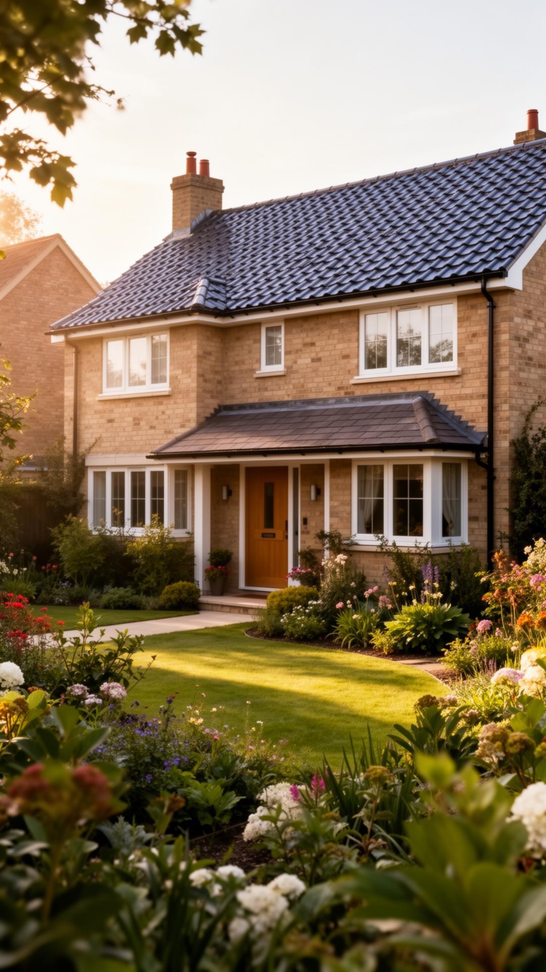New tile roof on detached suburban home